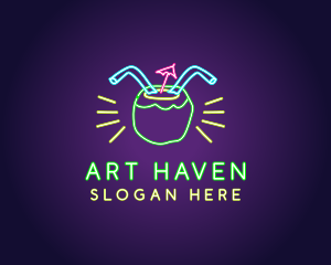 Neon Coconut Drink  logo design