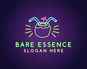 Neon Coconut Drink  logo design