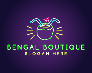 Neon Coconut Drink  logo design