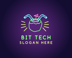 Neon Coconut Drink  logo design