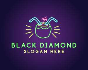 Neon Coconut Drink  logo design