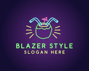 Neon Coconut Drink  logo design