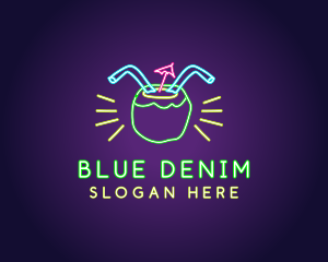 Neon Coconut Drink  logo design