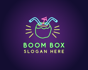 Neon Coconut Drink  logo design