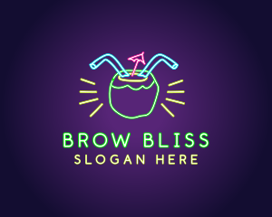 Neon Coconut Drink  logo design