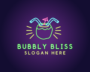 Neon Coconut Drink  logo design