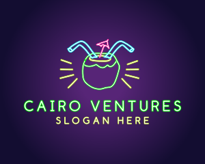 Neon Coconut Drink  logo design