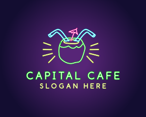 Neon Coconut Drink  logo design