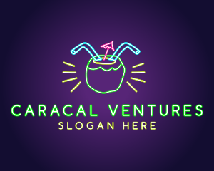 Neon Coconut Drink  logo design