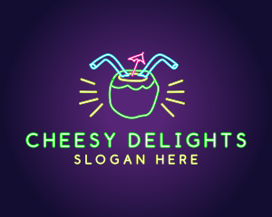 Neon Coconut Drink  logo design