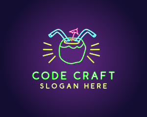 Neon Coconut Drink  logo design