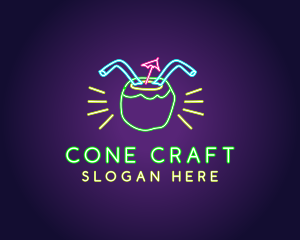 Neon Coconut Drink  logo design