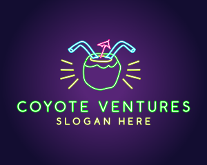 Neon Coconut Drink  logo design