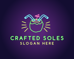 Neon Coconut Drink  logo design