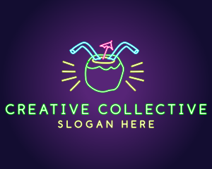 Neon Coconut Drink  logo design