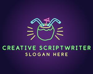 Neon Coconut Drink  logo design