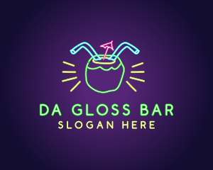 Neon Coconut Drink  logo design