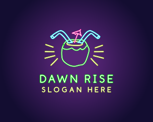 Neon Coconut Drink  logo design