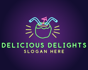 Neon Coconut Drink  logo design