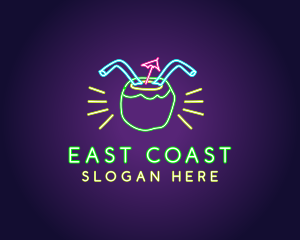 Neon Coconut Drink  logo design