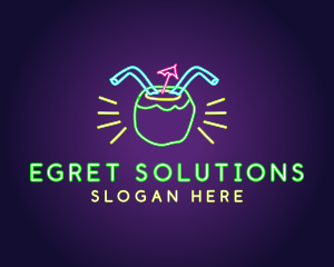 Neon Coconut Drink  logo design