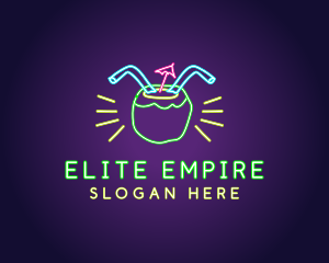 Neon Coconut Drink  logo design