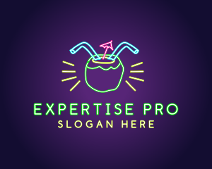 Neon Coconut Drink  logo design