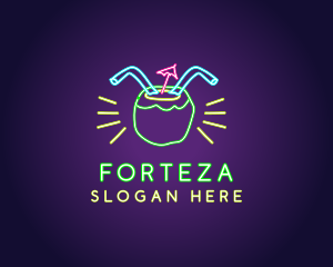 Neon Coconut Drink  logo design