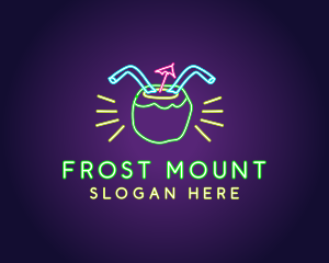 Neon Coconut Drink  logo design