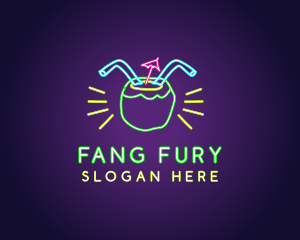 Neon Coconut Drink  logo design