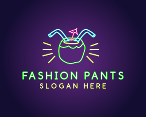 Neon Coconut Drink  logo design