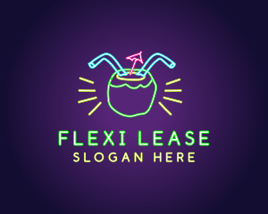 Neon Coconut Drink  logo design