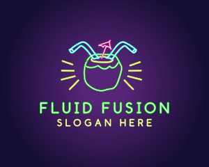 Neon Coconut Drink  logo design