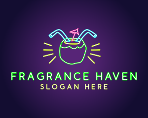 Neon Coconut Drink  logo design