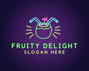 Neon Coconut Drink  logo design