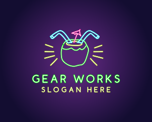 Neon Coconut Drink  logo design