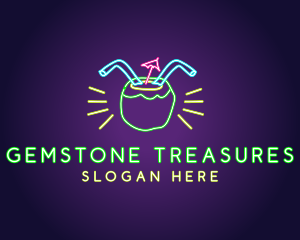 Neon Coconut Drink  logo design