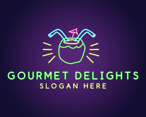 Neon Coconut Drink  logo design