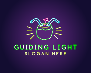 Neon Coconut Drink  logo design