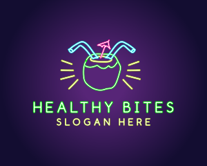 Neon Coconut Drink  logo design