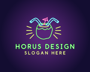 Neon Coconut Drink  logo design