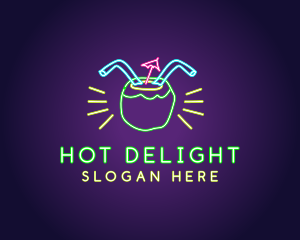 Neon Coconut Drink  logo design