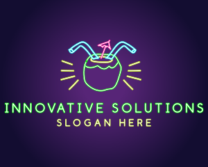 Neon Coconut Drink  logo design