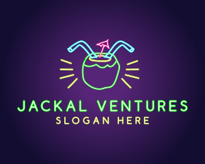 Neon Coconut Drink  logo design