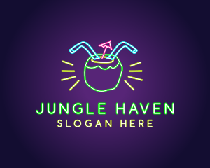 Neon Coconut Drink  logo design