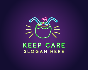 Neon Coconut Drink  logo design