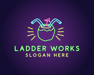 Neon Coconut Drink  logo design