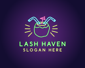 Neon Coconut Drink  logo design