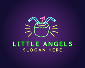 Neon Coconut Drink  logo design