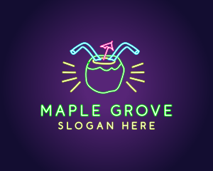 Neon Coconut Drink  logo design